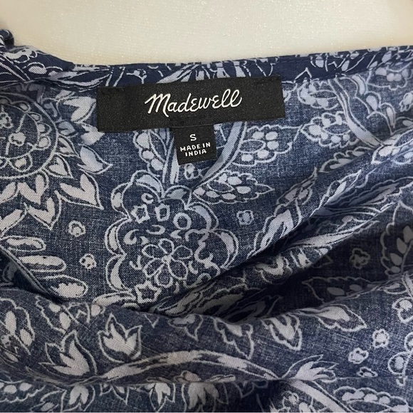Madewell Women's Paisley Floral Short Sleeve Cotton Wrap Dress Bengali Indigo S - Picture 5 of 5